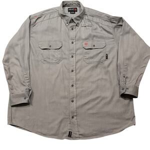 Ariat Flame Resistant FR Work Shirt Gray Long Sleeve Cotton Blend 3XL CAT2